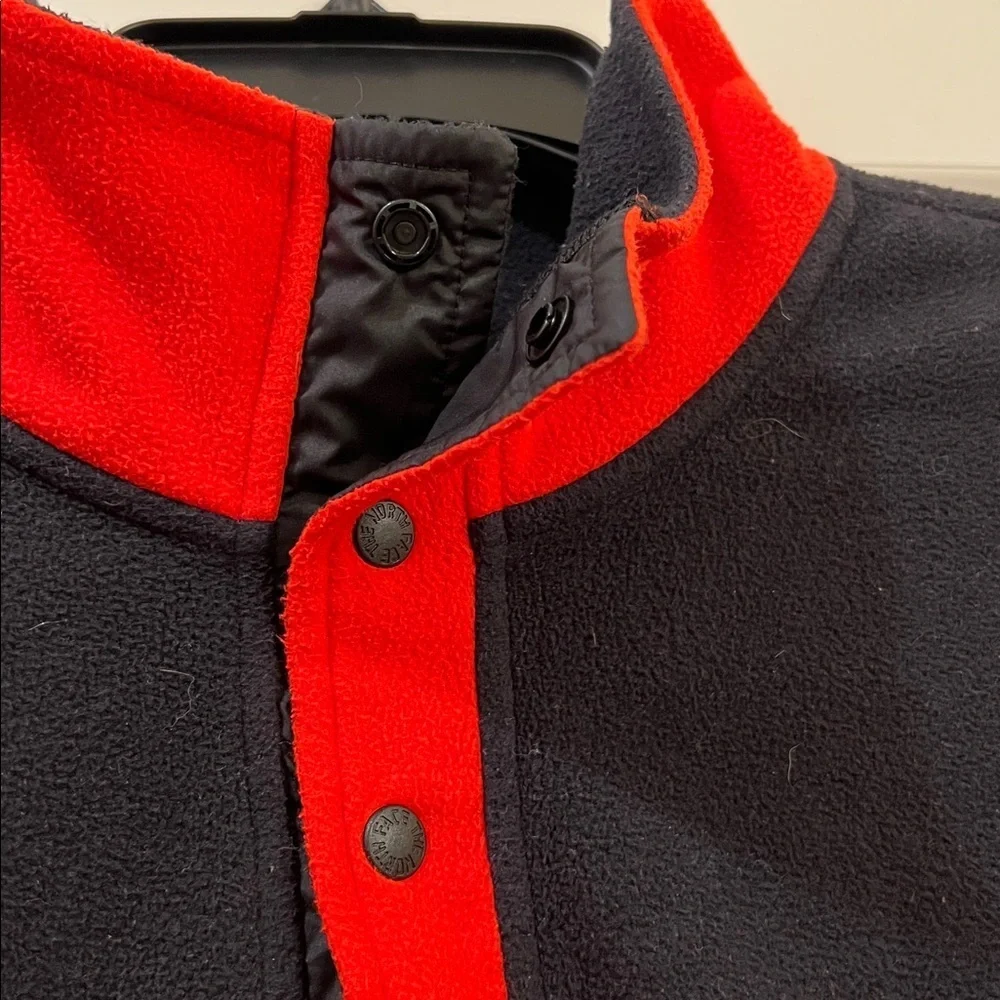 The North Face Red and Black Snap-Front Fleece Pullover